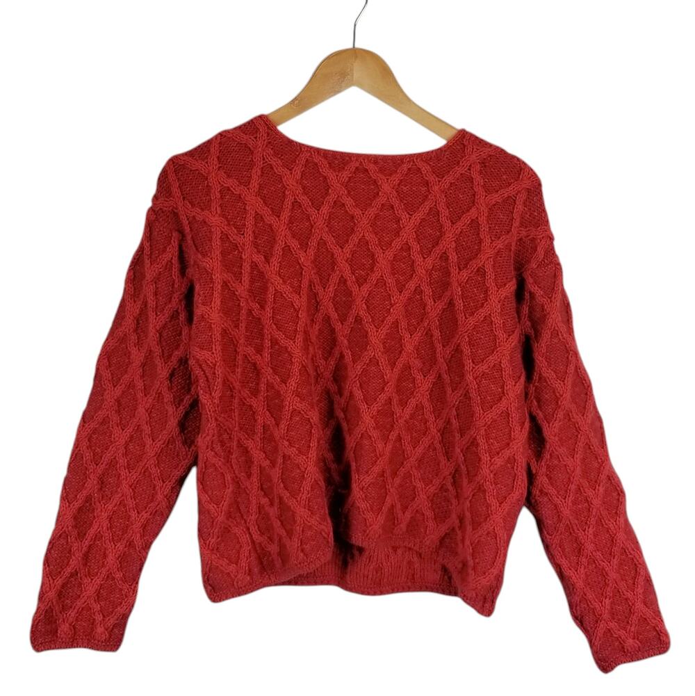 Carraig Donn Irish Merino Wool Diamond Cable Knit Sweater Irish Size Small